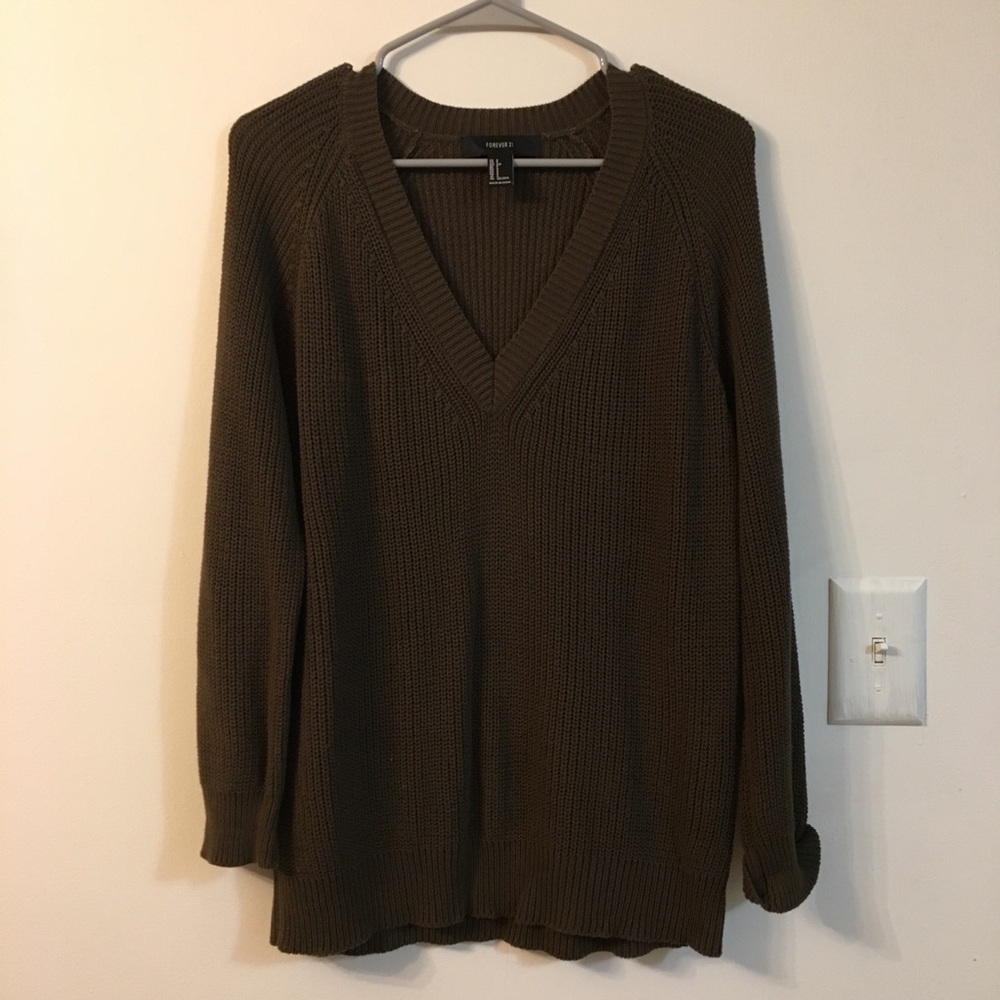 Dark Olive V neck Sweater